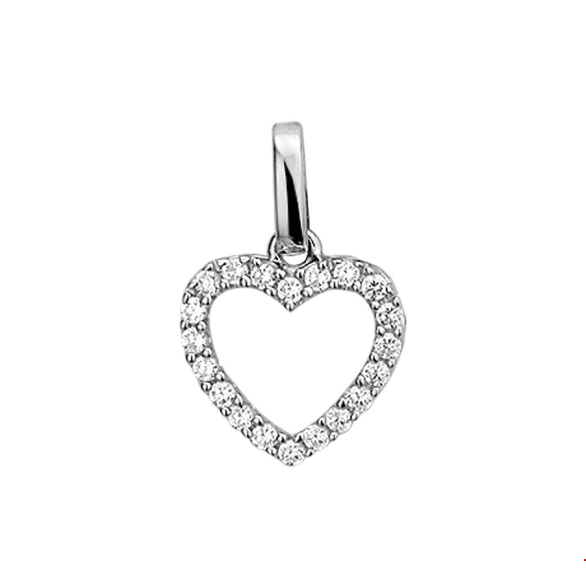 Zilveren hartje hanger 12.5 mm x 13 mm zirkonia