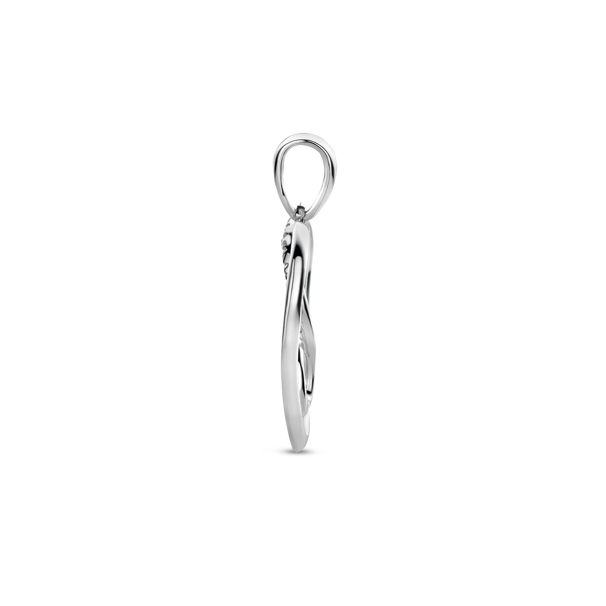 Zilveren hartjes hanger met infinityteken en zirkonia's - 19 mm x 24 mm