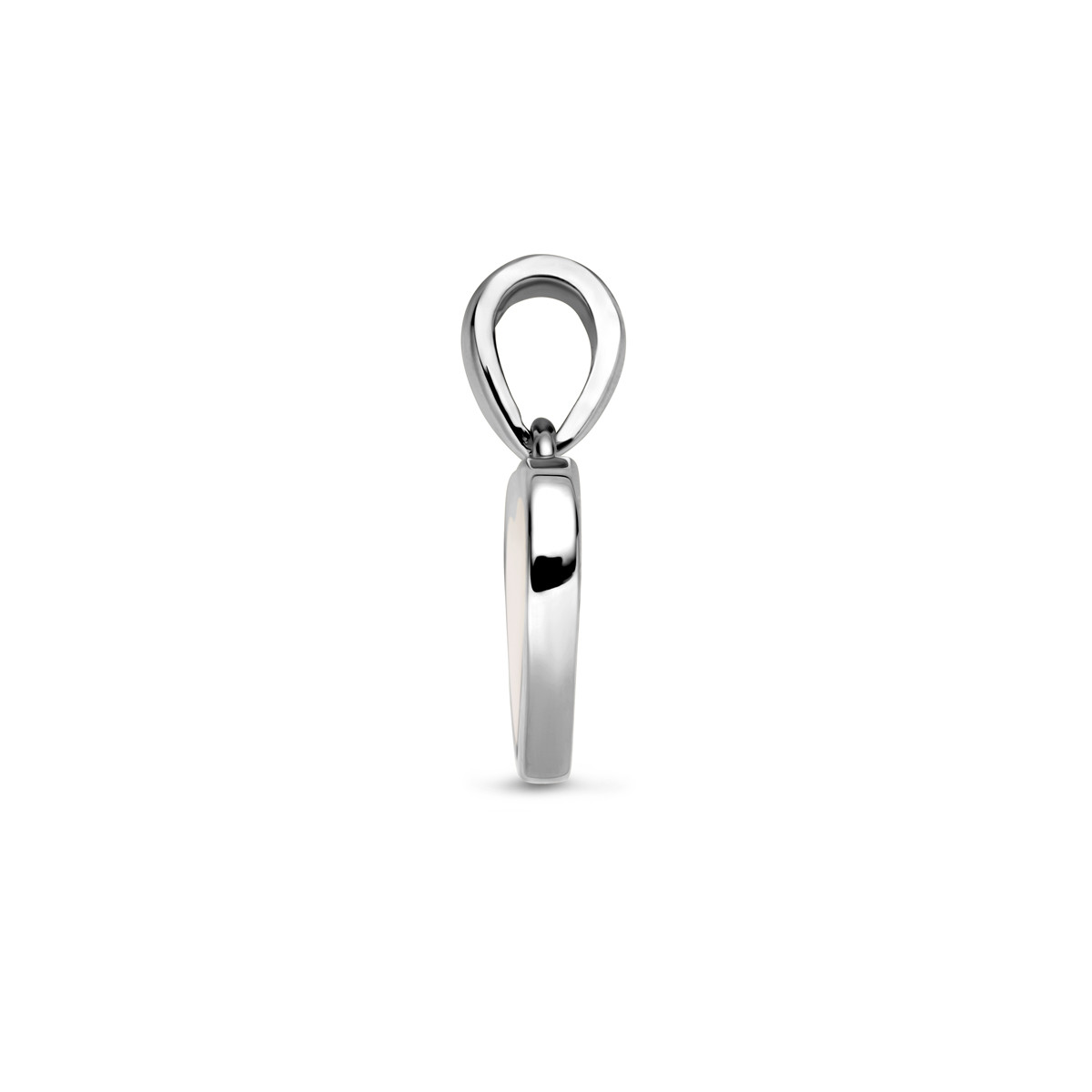 Zilveren hartjes hanger met witte parelmoer - 9.5 mm x 14 mm