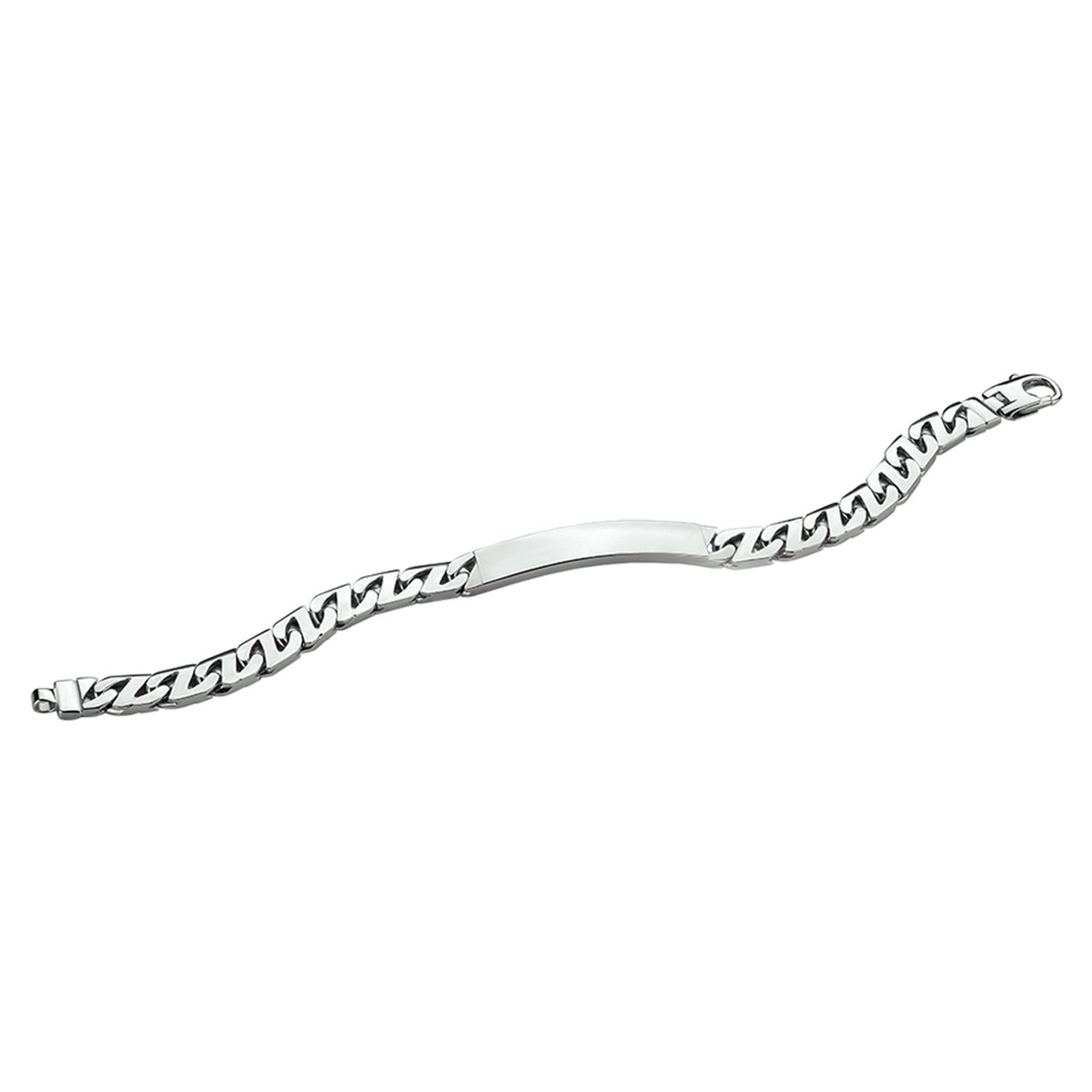 Zilveren heren plaatarmband met glanzende gourmet schakels 50 mm breed