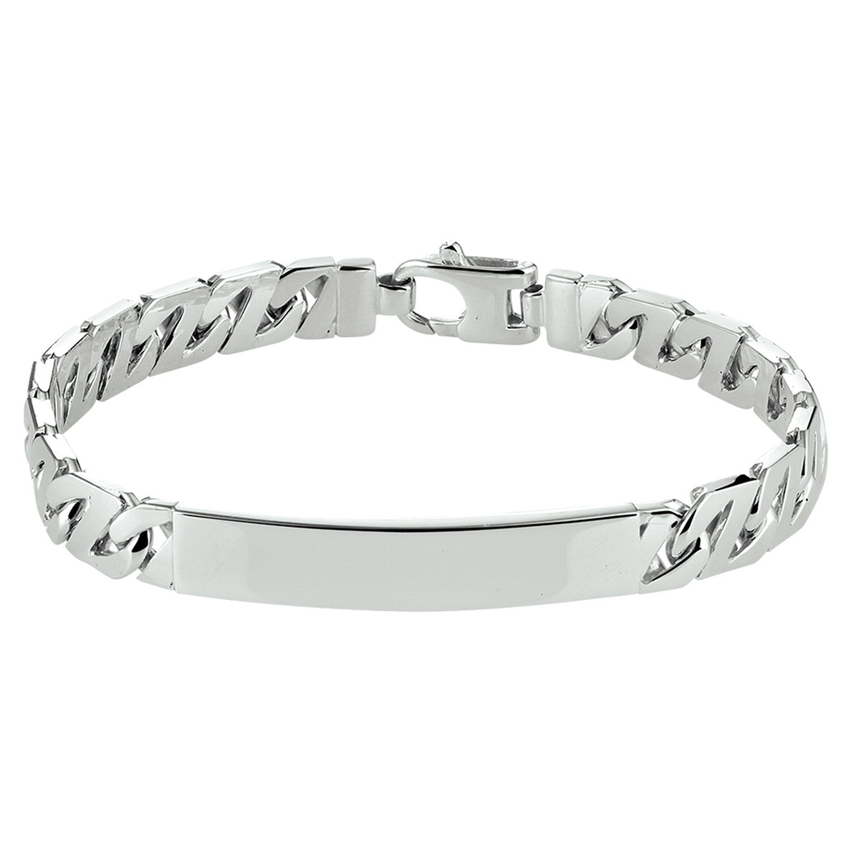 Zilveren heren plaatarmband met glanzende gourmet schakels 50 mm breed