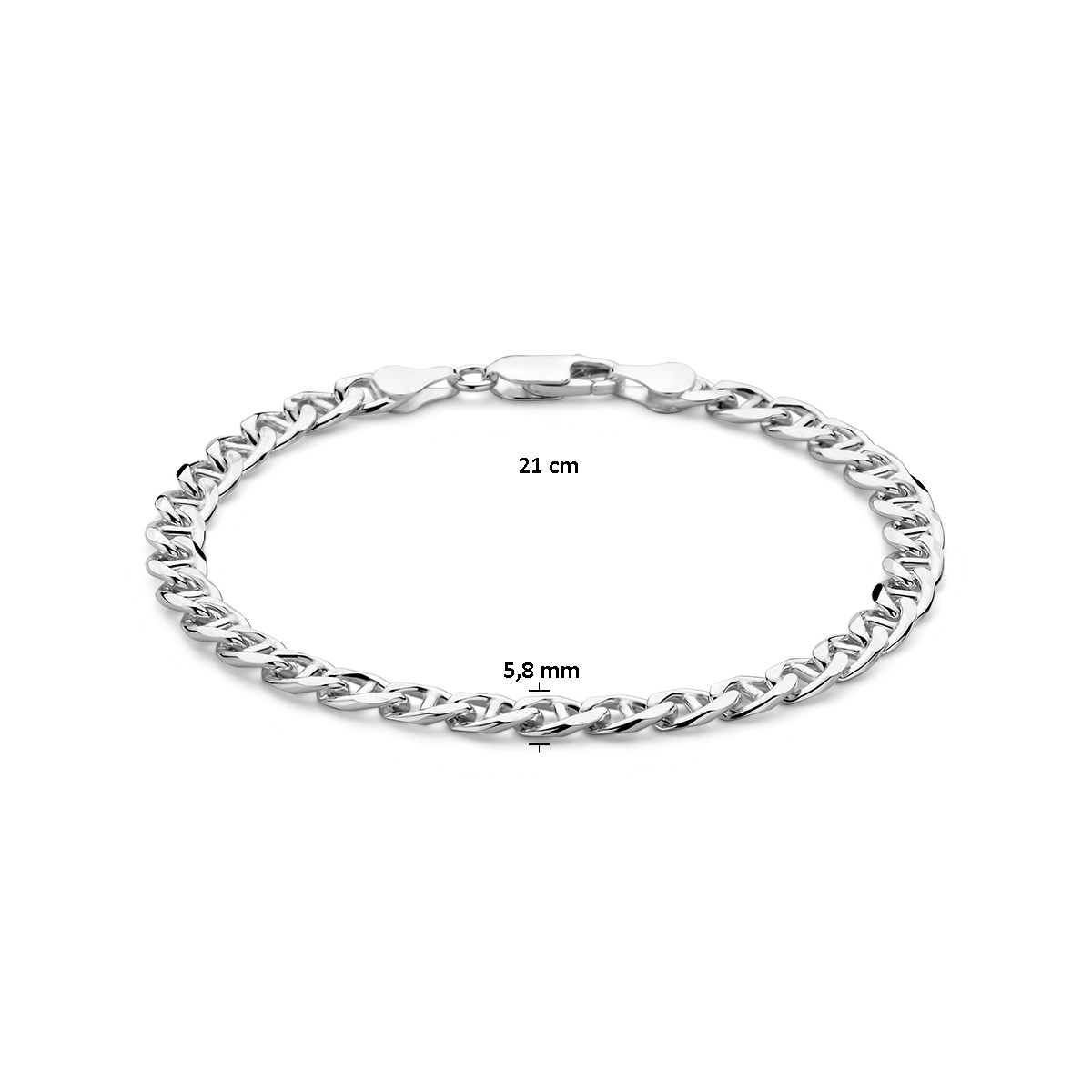 Zilveren heren schakelarmband met ankerschakel 5.8 mm - Lengte 21 cm