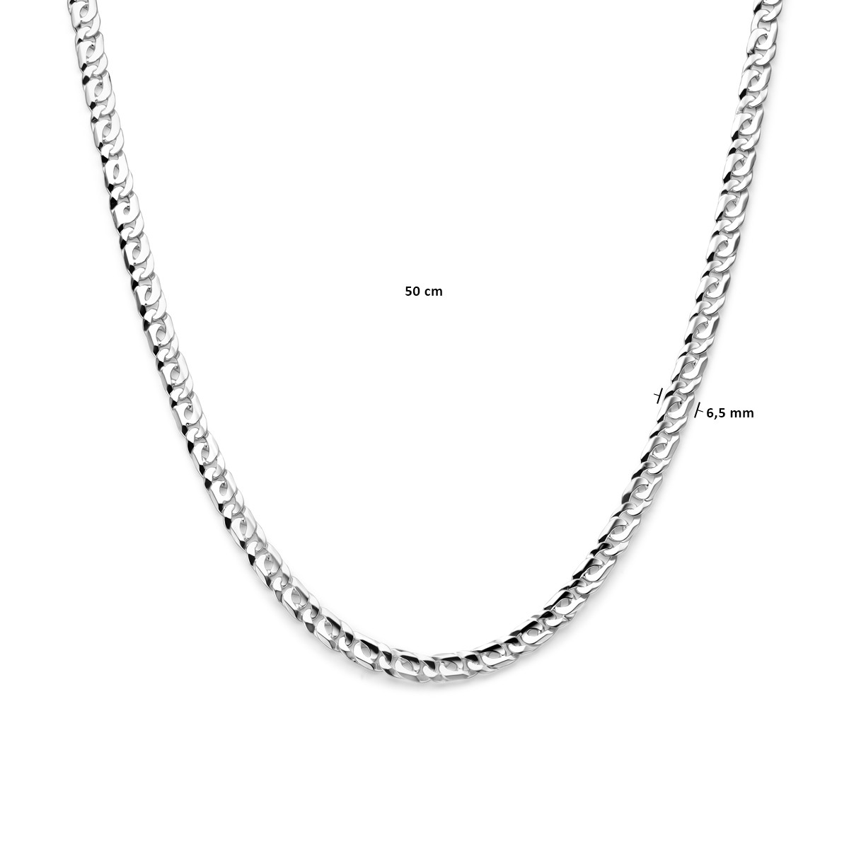 Zilveren herenketting met een breedte van 6.5 mm - Lengte 50 cm
