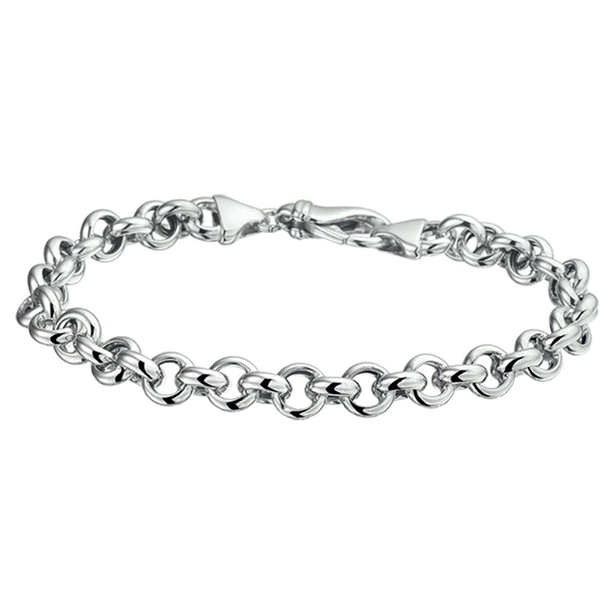 Zilveren jasseron armband 7 mm - Lengte 19.5 cm