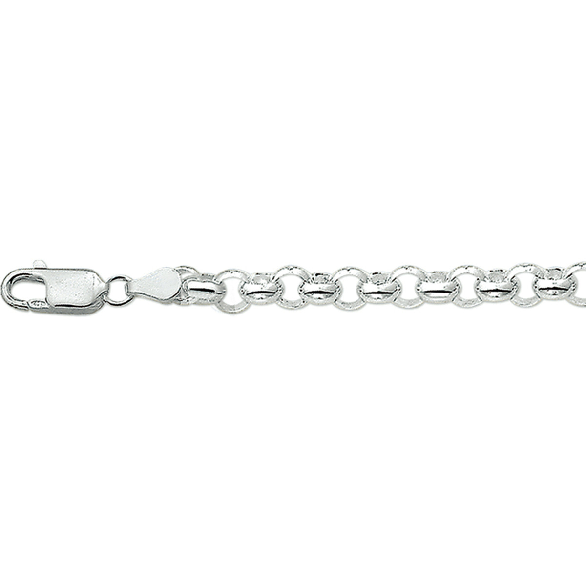 Zilveren jasseron schakelarmband glanzend 4.5 mm breed - Lengte 19 cm
