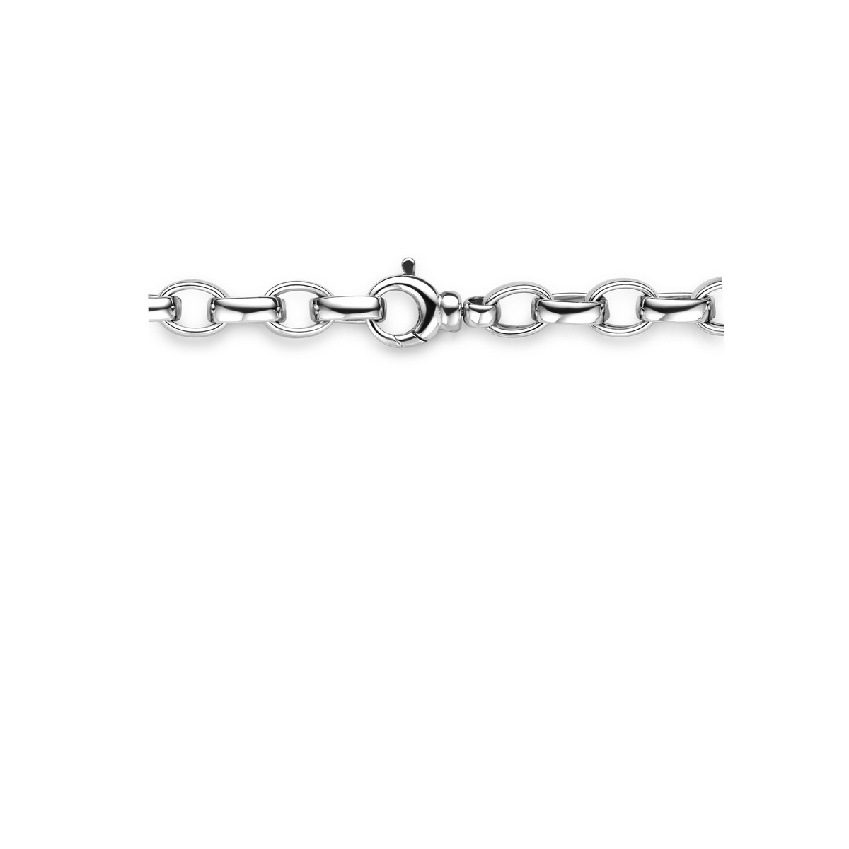 Zilveren jasseron schakelketting met zirkonia van 7.5 mm en 9 mm breed - Lengte 45 cm