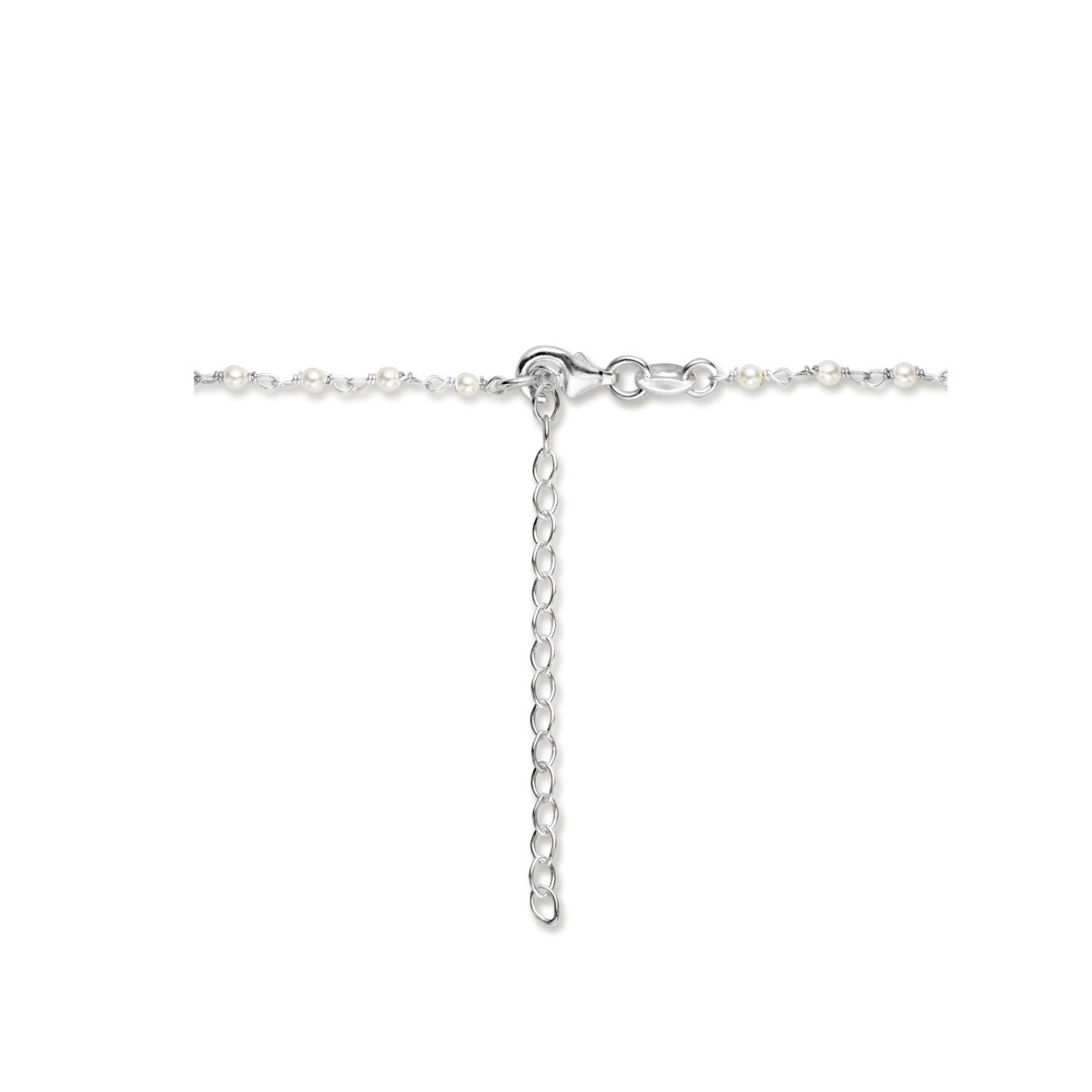 Zilveren ketting 925 met bolletjes en witte zoetwaterparels 2.2 mm breed - Lengte 45 cm-50 cm