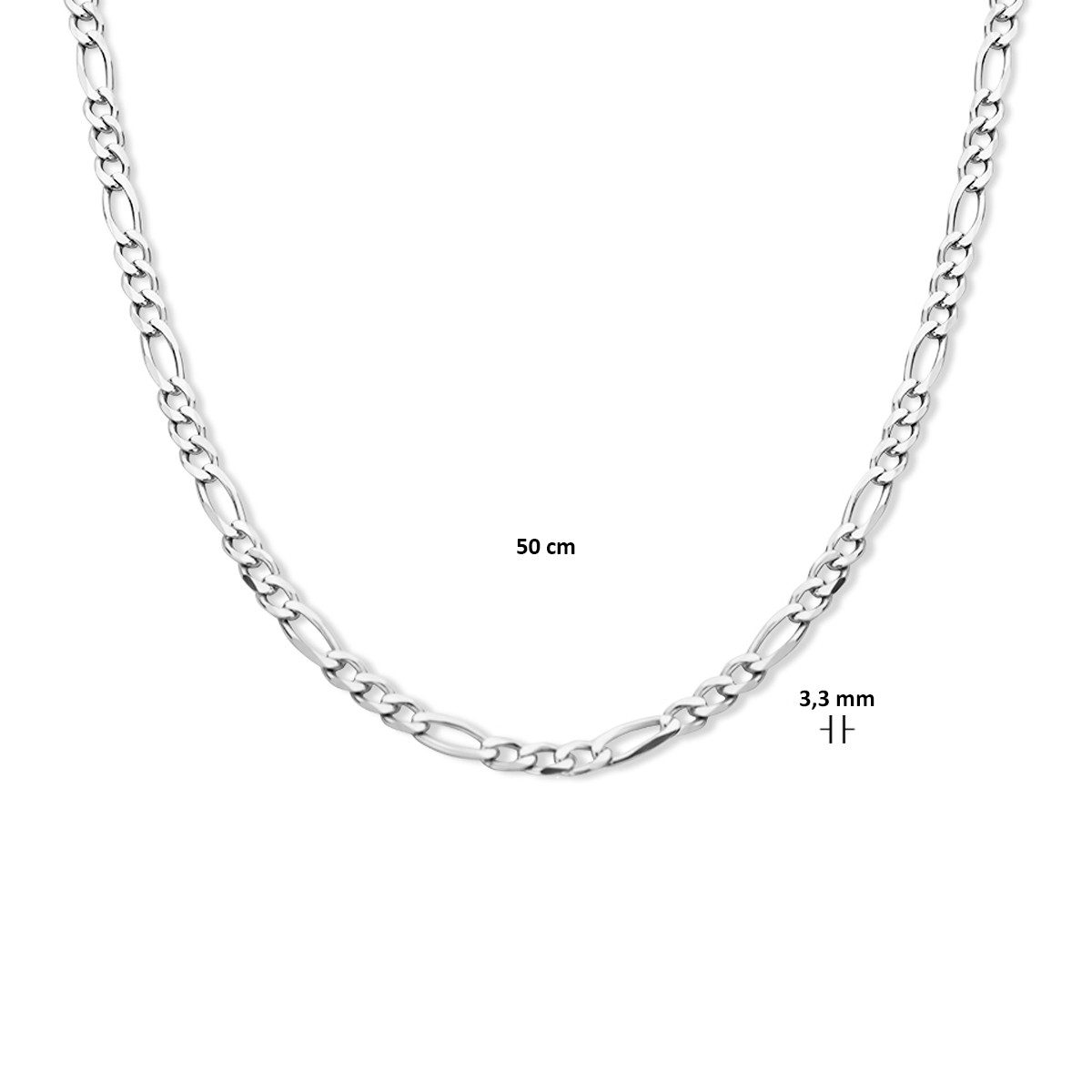 Zilveren ketting figaro 50 cm