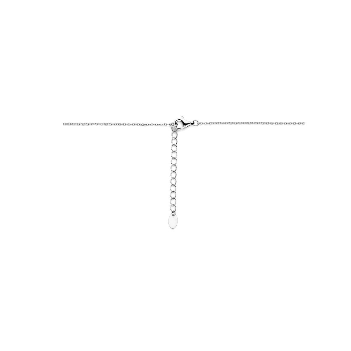 Zilveren ketting met 10.5 mm ovale zirkonia en glanzende hanger - Lengte 42-46 cm