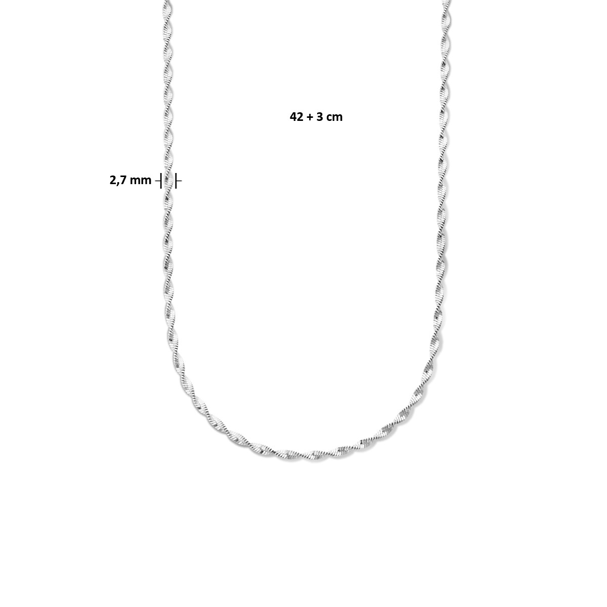 Zilveren ketting met fantasieschakel 2.7 mm - Lengte 42 + 3 cm