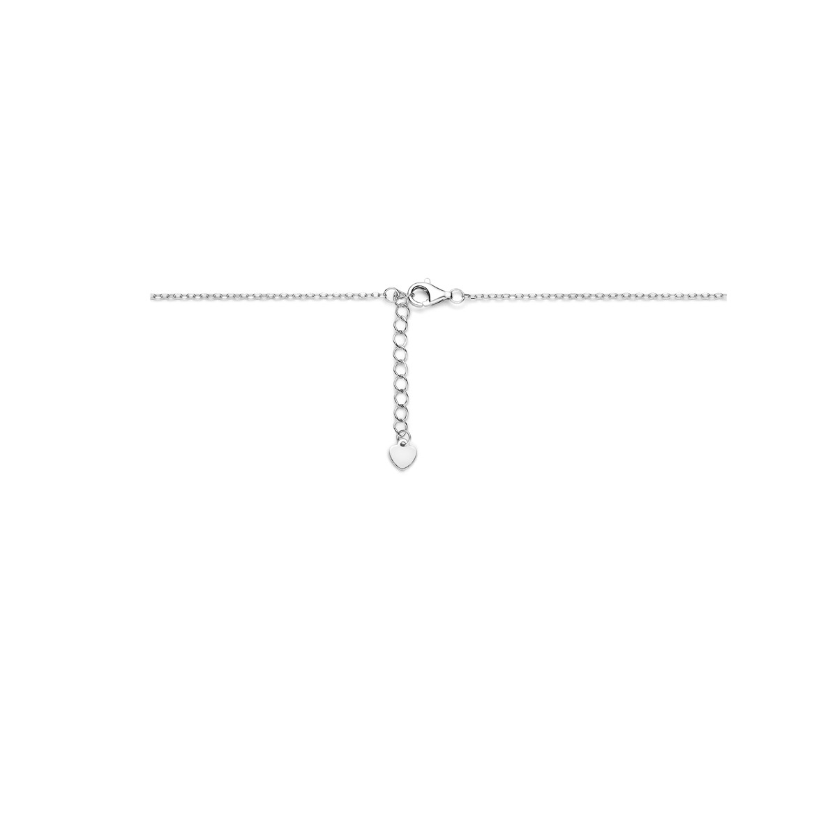 Zilveren ketting met blauwe ronde saffier en zirkonia hanger - Lengte 41-45 cm