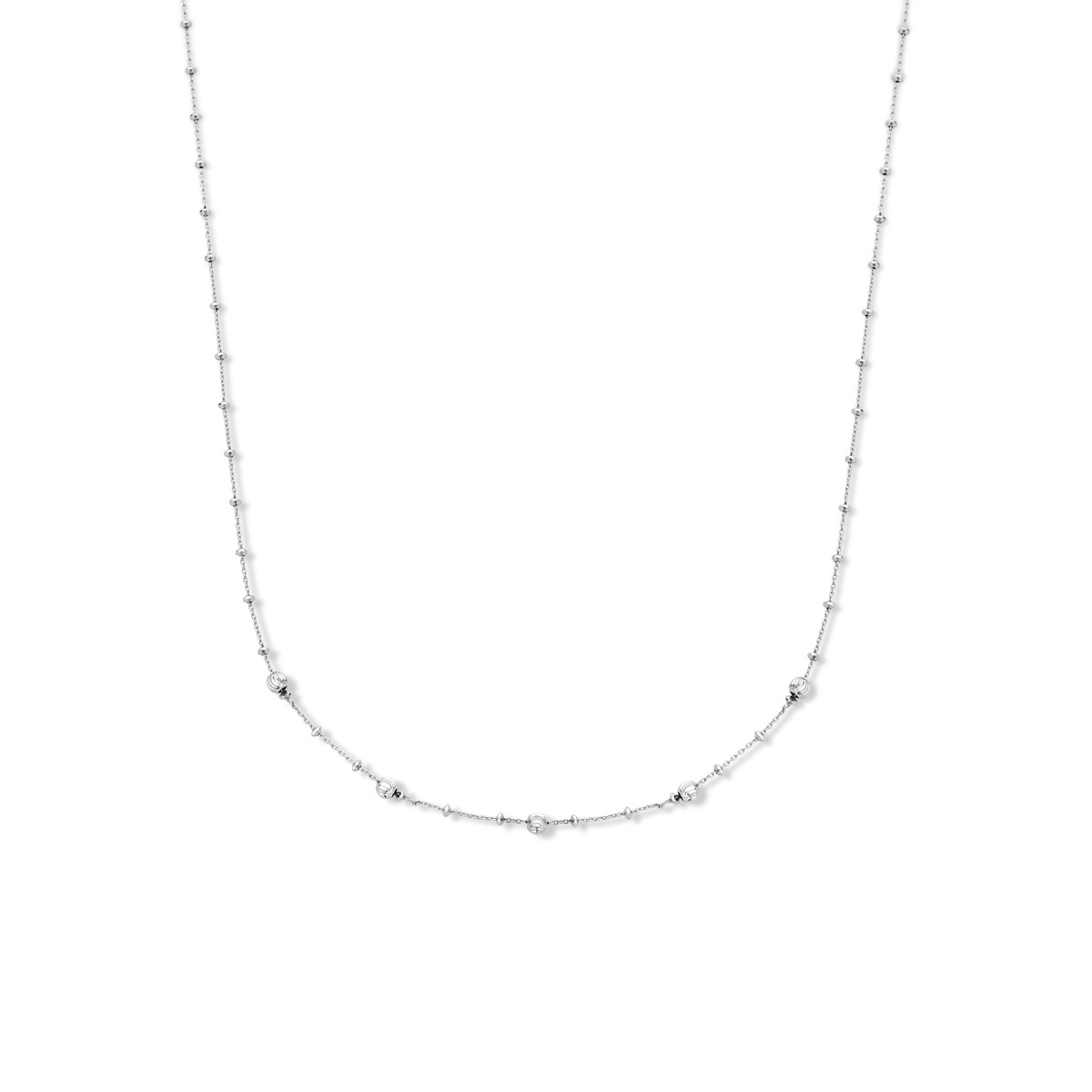 Zilveren ketting met bolletjes gediamanteerd 4 mm - Lengte 40 + 4 cm