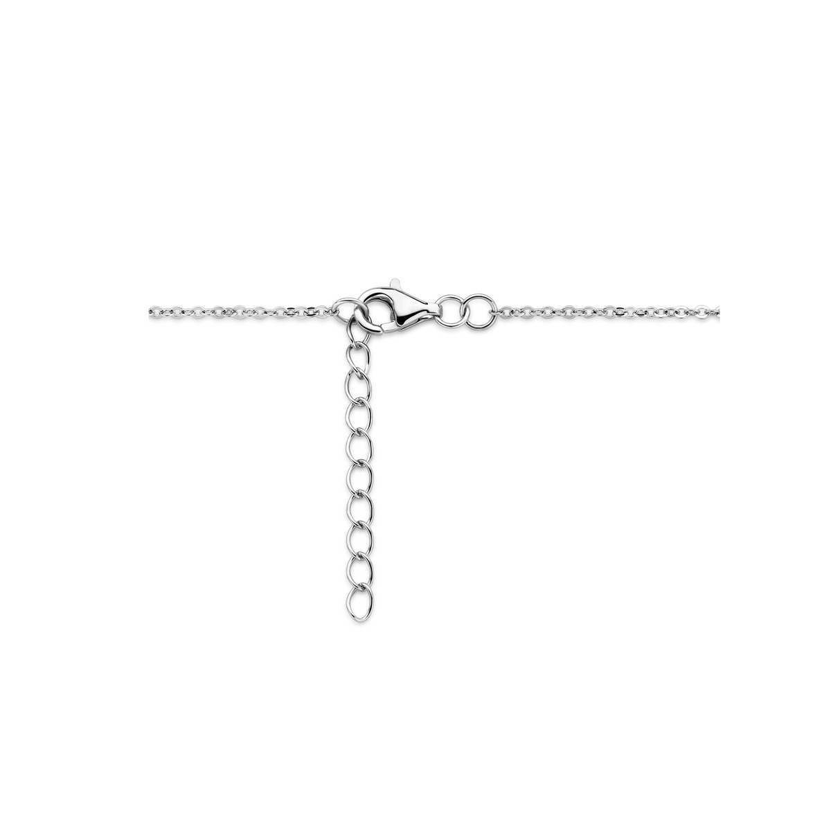 Zilveren ketting met briljant geslepen zirkonia hanger 1.3 mm breed - Lengte 41.5-43.5 cm