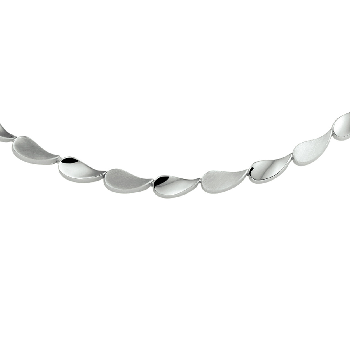 Zilveren ketting met druppel schakels mat en glanzend afgewerkt 5.6 mm breed - Lengte 45 cm