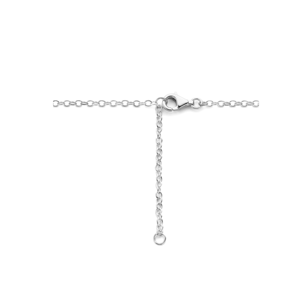 Zilveren ketting met gediamanteerde hangers