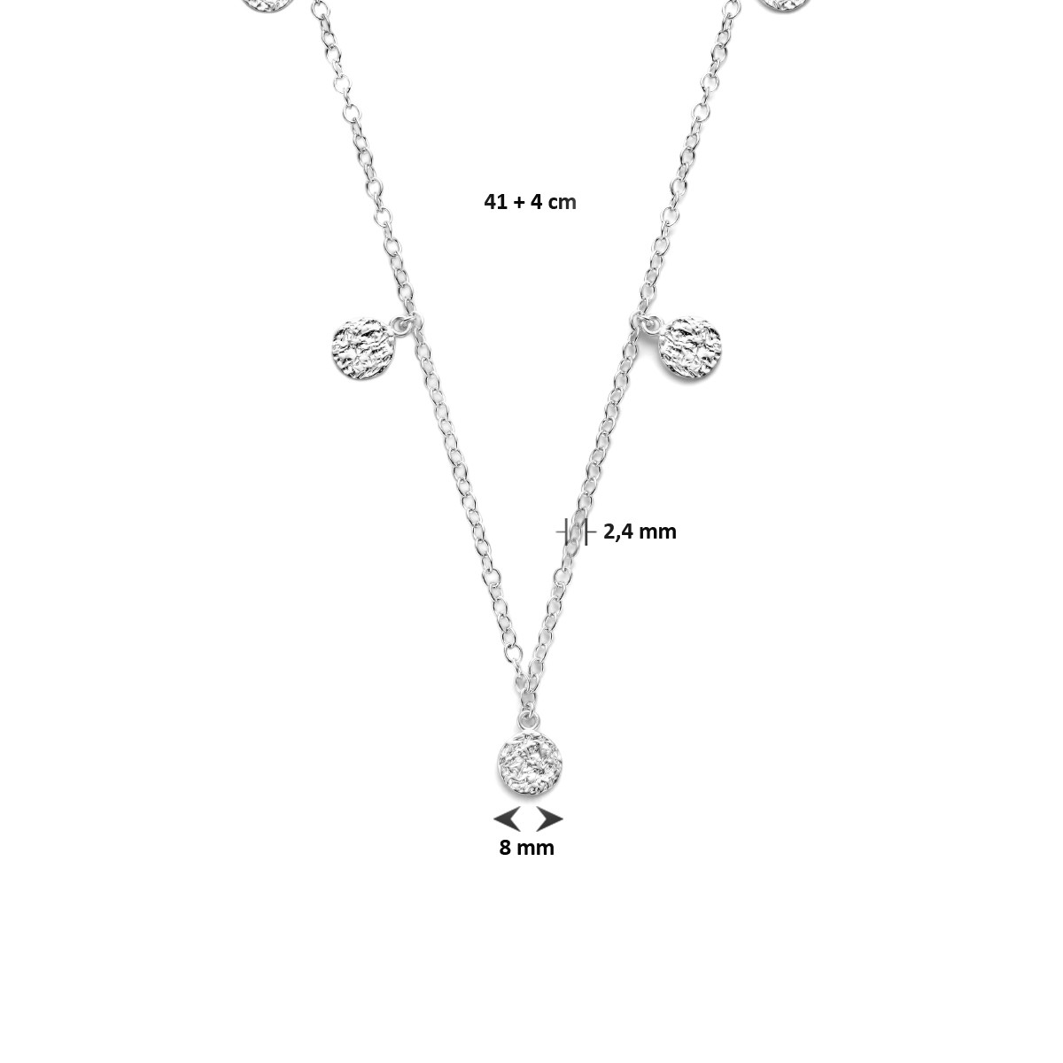 Zilveren ketting met gediamanteerde hangers