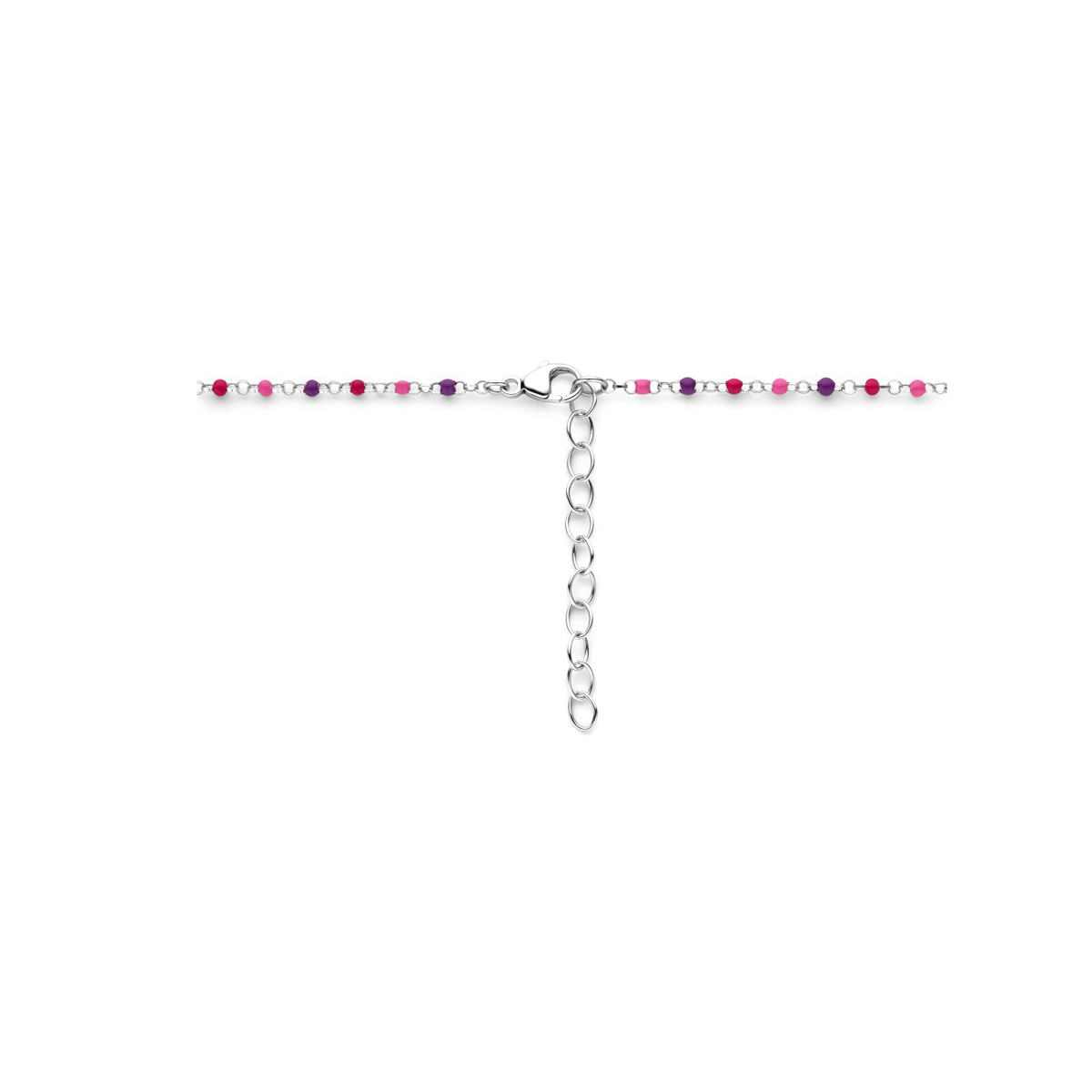 Zilveren ketting met gekleurde bolletjes emaille - Lengte 36-40 cm