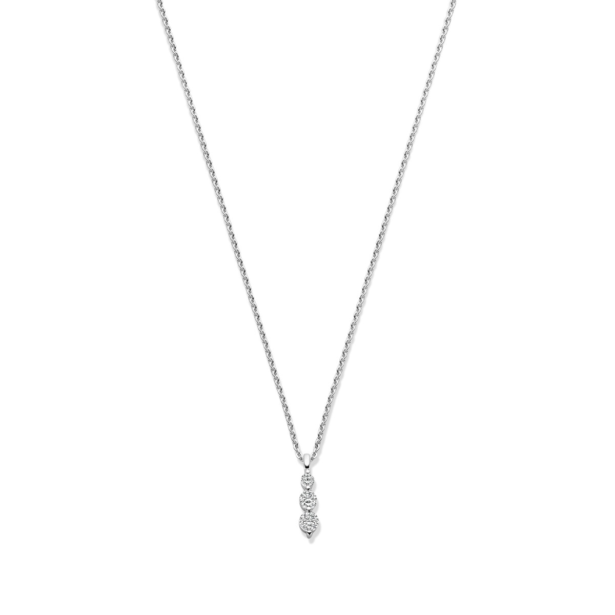 Zilveren ketting met gestapelde zirkonia's - Lengte 42, 45 cm