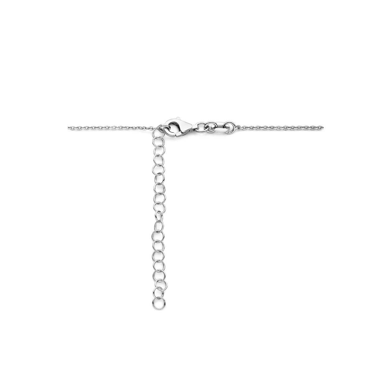 Zilveren ketting met glanzend hartje 13 mm x 14 mm - Lengte 42-47 cm