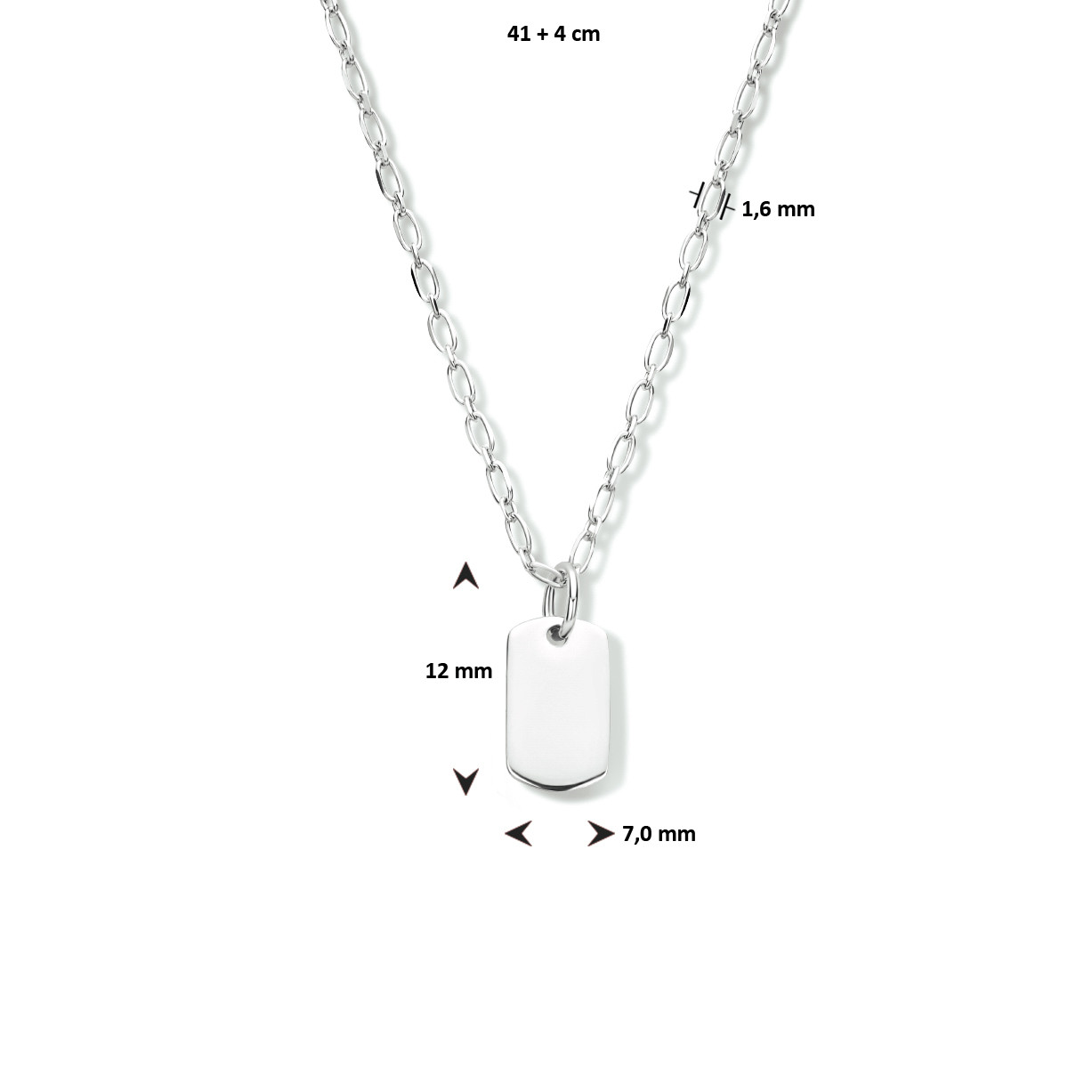 Zilveren ketting met graveerbare hanger
