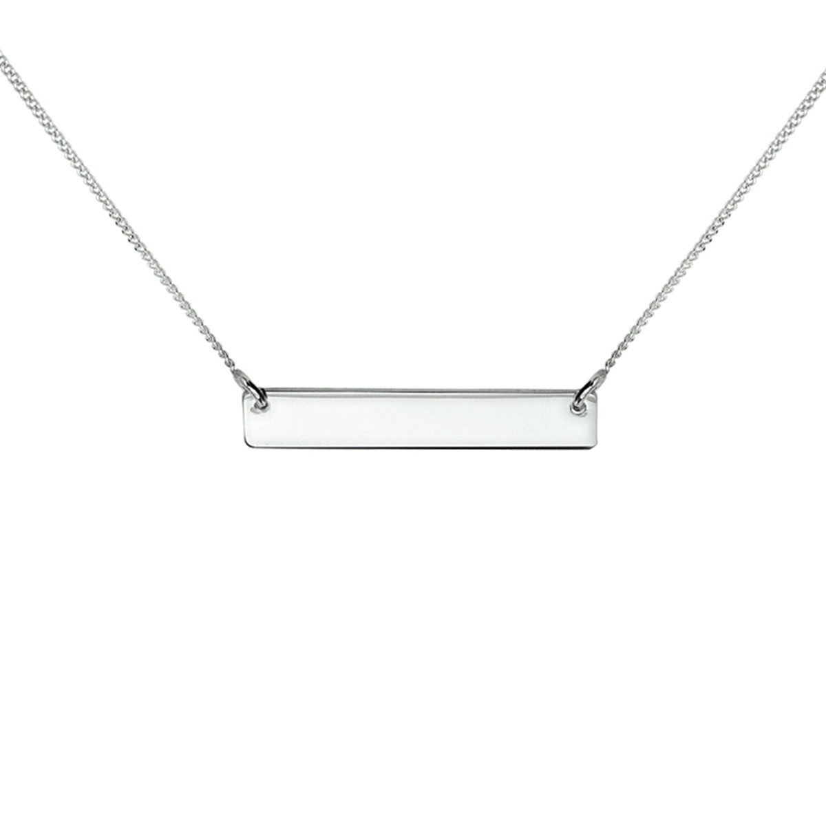 Zilveren ketting met graveerplaatje en 1 mm breed - Lengte 41-46 cm