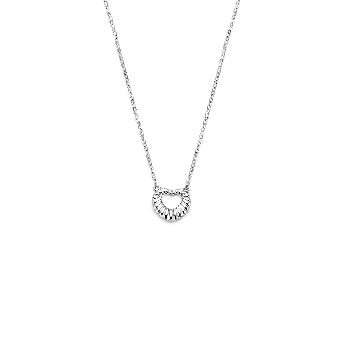 Zilveren ketting met hartjes hanger 11 mm x 12 mm - Lengte 41-45 cm