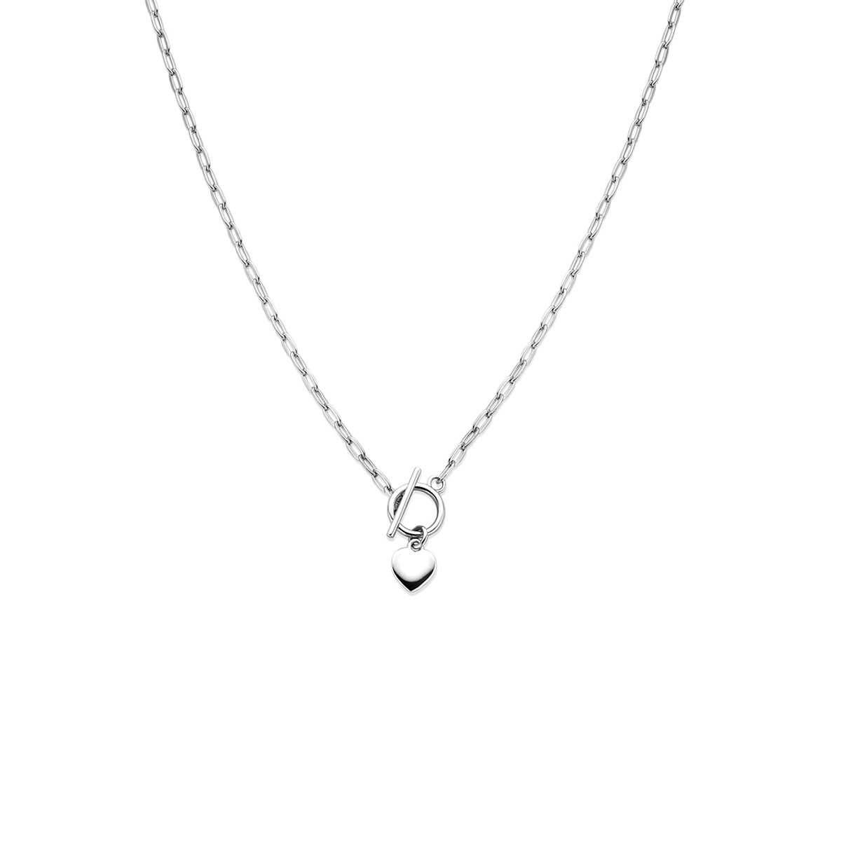 Zilveren ketting met hartjes hanger 6.5 mm x 8 mm - Lengte 42 cm