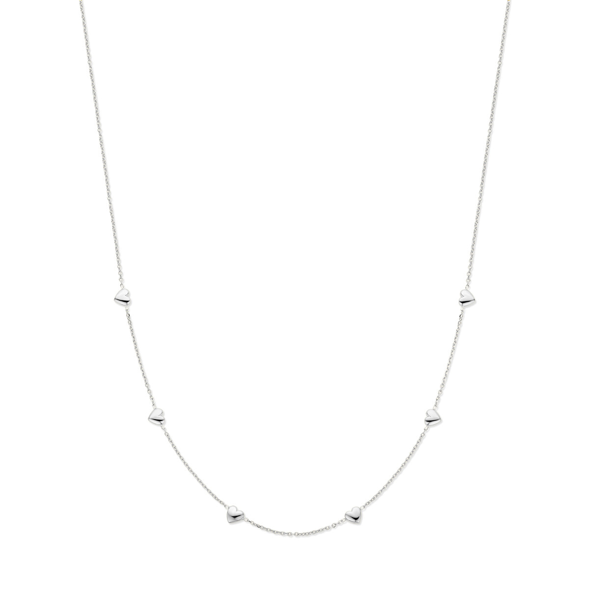 Zilveren ketting met hartjes van 5 mm - Lengte 41-45 cm