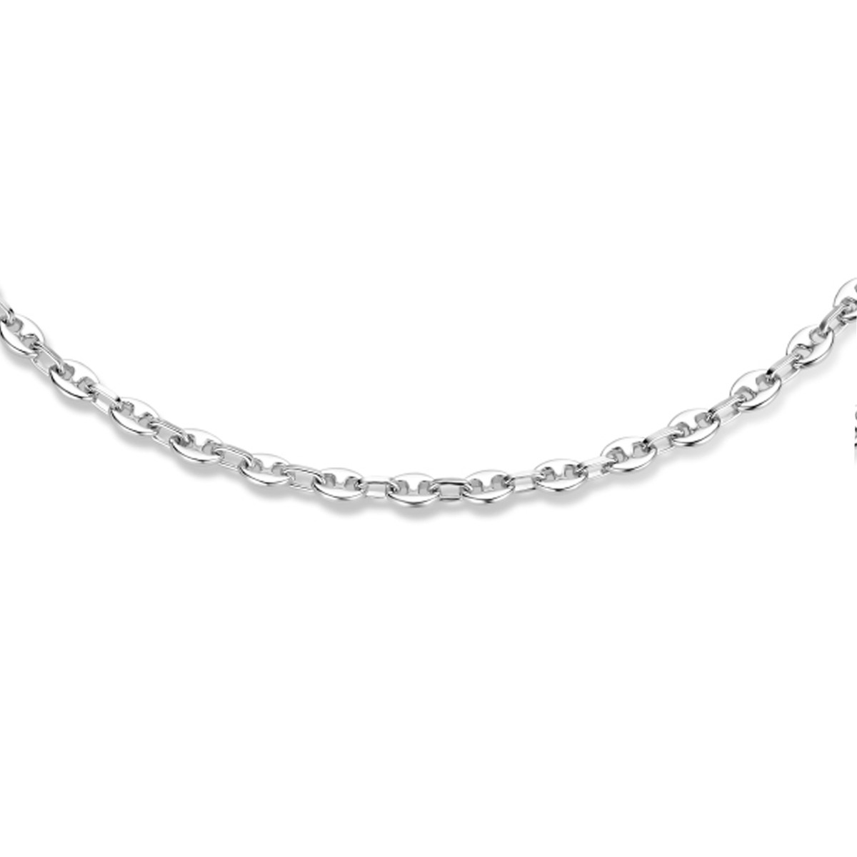 Zilveren ketting met koffieboon schakel 3.7 mm - Lengte 42 + 3 cm