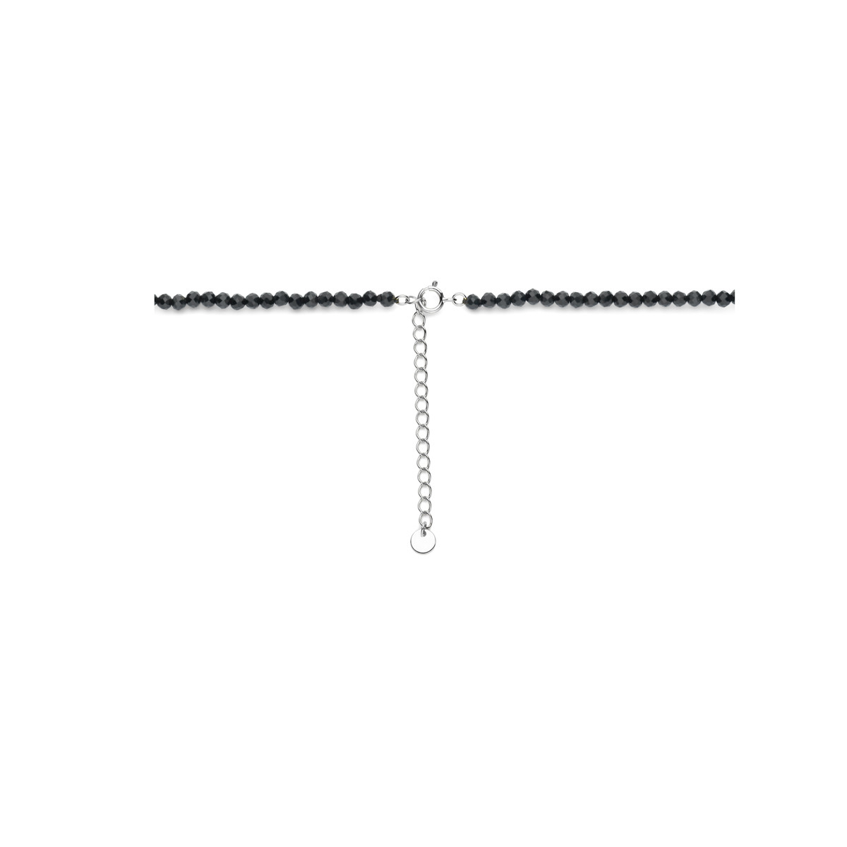 Zilveren ketting met onyx stenen en handen hanger 11.5 mm x 18 mm - Lengte 40-45 cm