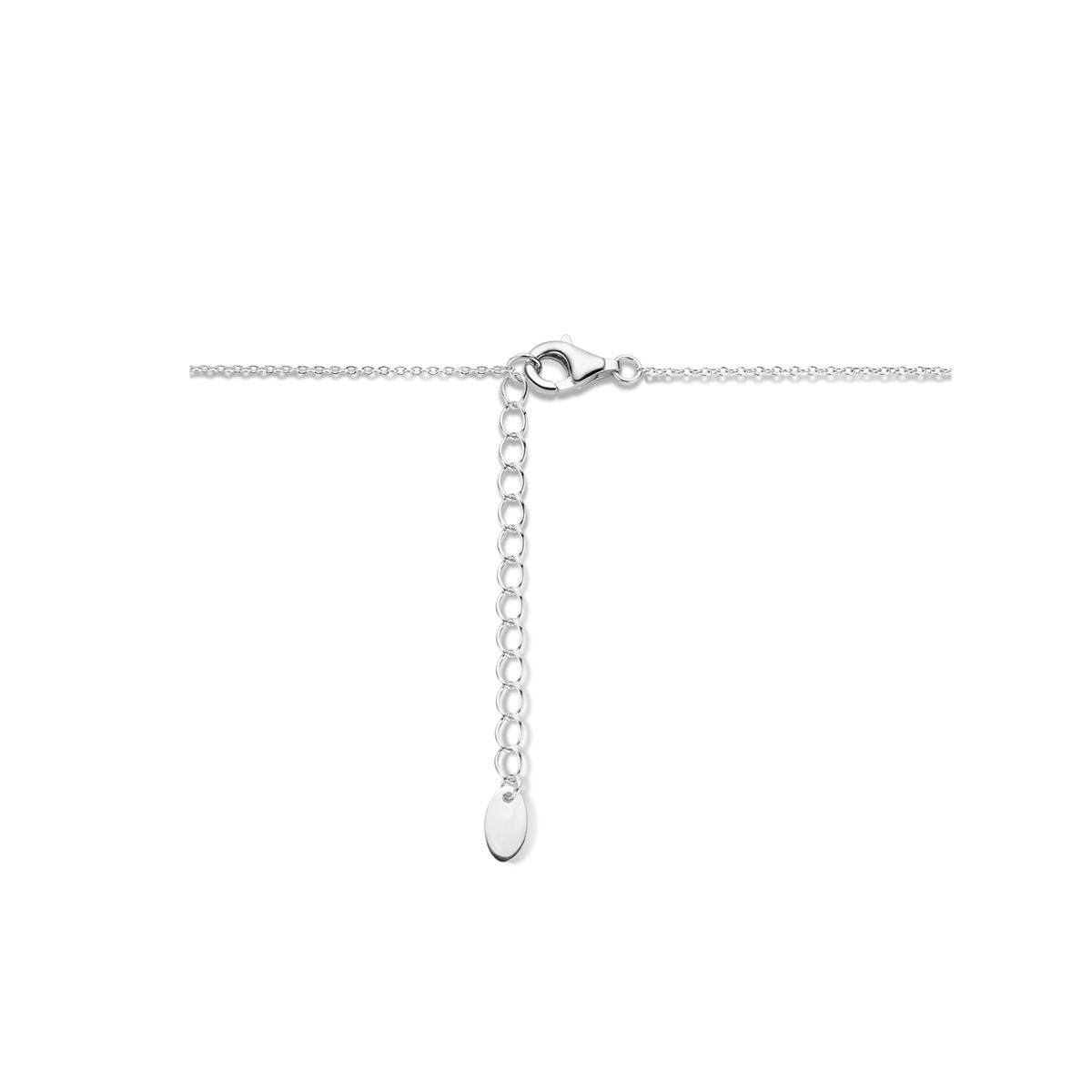Zilveren ketting met open ronde groene hanger 1 mm breed - Lengte 40-44 cm