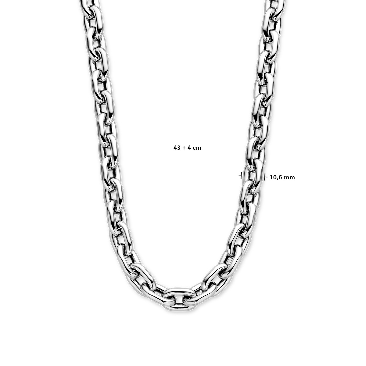 Zilveren schakelketting met paperclipschakels 10.6 mm en springslot - Lengte 50 cm