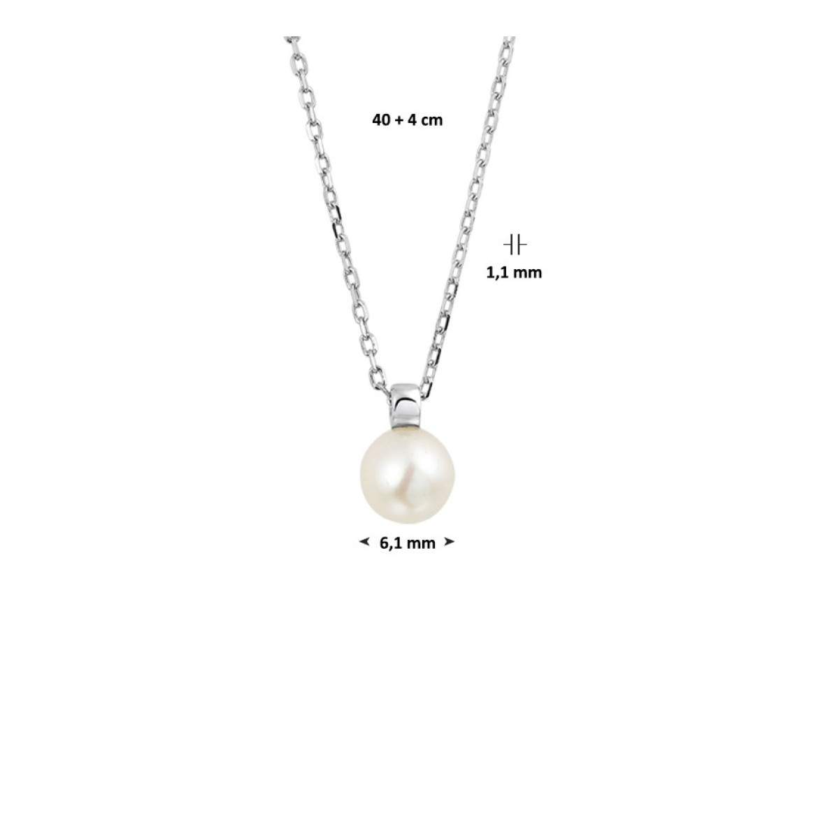 Zilveren ketting met parel 41-45 cm
