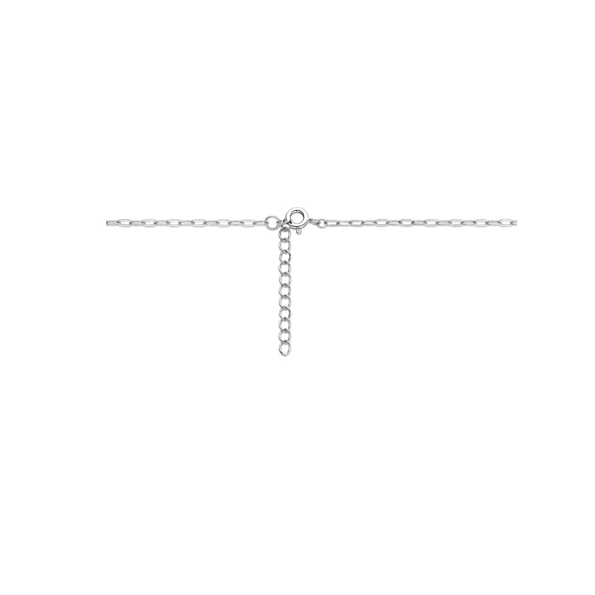 Zilveren ketting met rechthoekige blauwe zirkonia - Lengte 40-44 cm