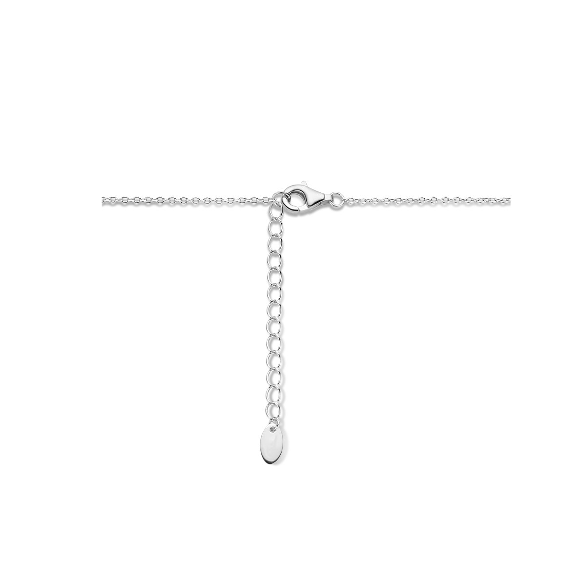 Zilveren ketting met ronde hanger met gehamerde afwerking - Lengte 42-46 cm