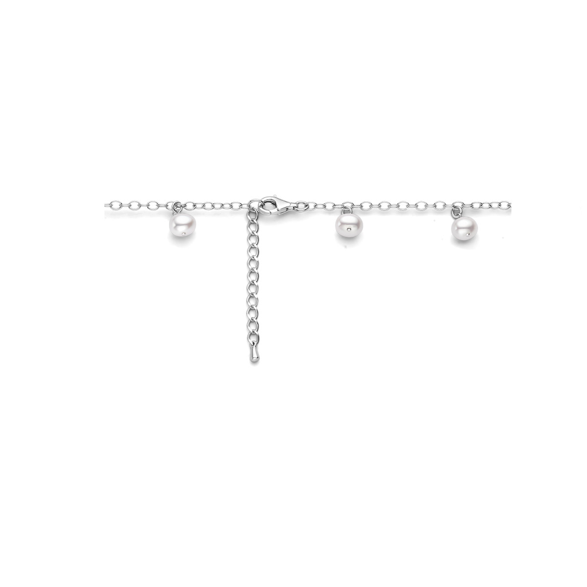Zilveren ketting met ronde parel hangers 2.7 mm breed - Lengte 41-45 cm