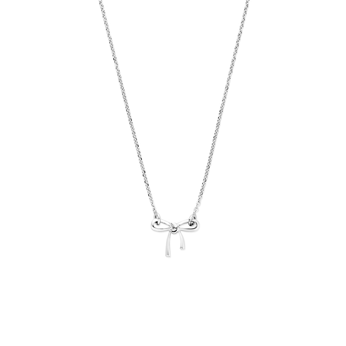 Zilveren ketting met strik hanger 14 mm breed - Lengte 41-45 cm