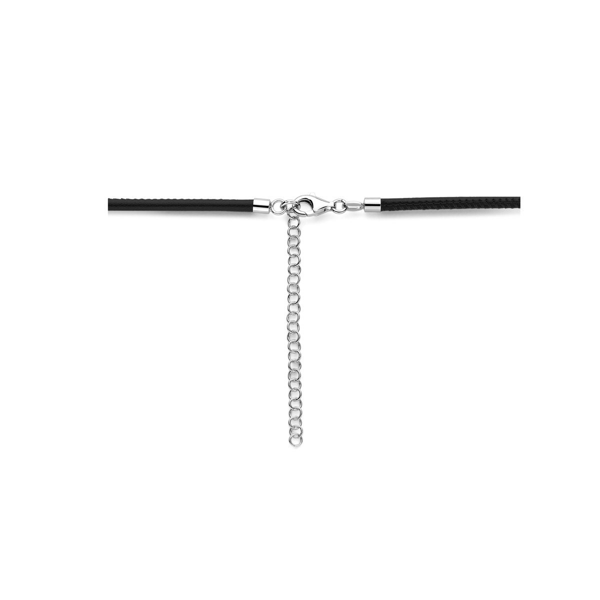 Zilveren ketting met synthetisch leer 3.5 mm en zilveren hartje - Lengte 38 cm t/m 44 cm