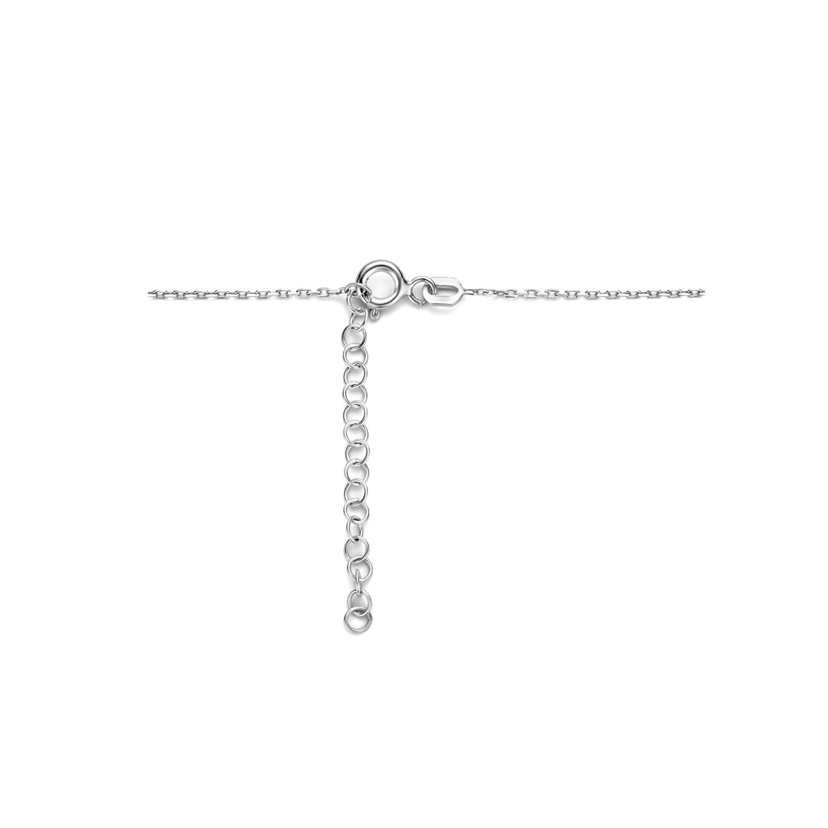 Zilveren ketting met tussenstuk en zirkonia's - Lengte 42 + 3 cm