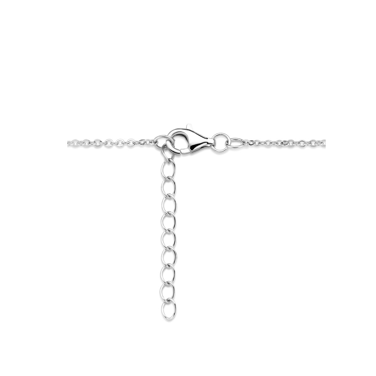 Zilveren ketting met twee zirkonia hartjes groot en klein - Lengte 42-43 cm