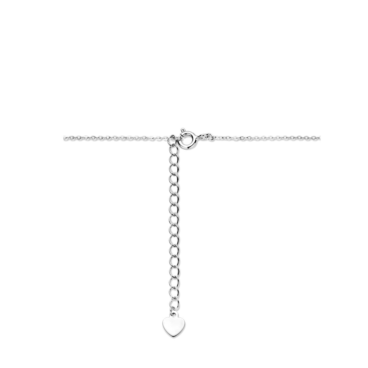Zilveren ketting met verbonden hartjes glanzend en gediamanteerd - Lengte 41-45 cm