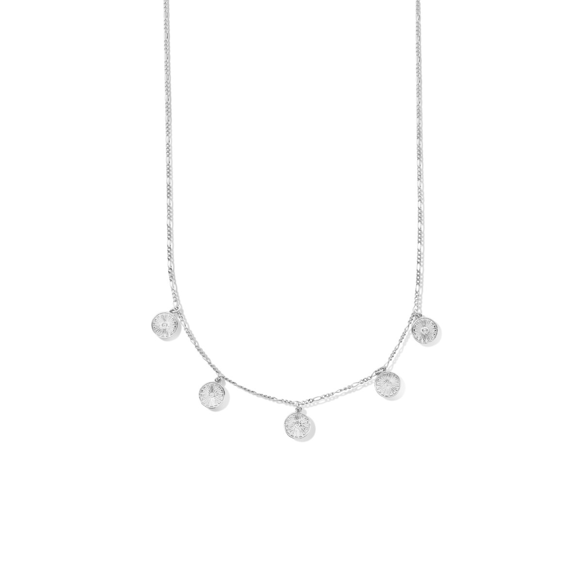 Zilveren ketting met vijf rondjes - Lengte 42 + 3 cm