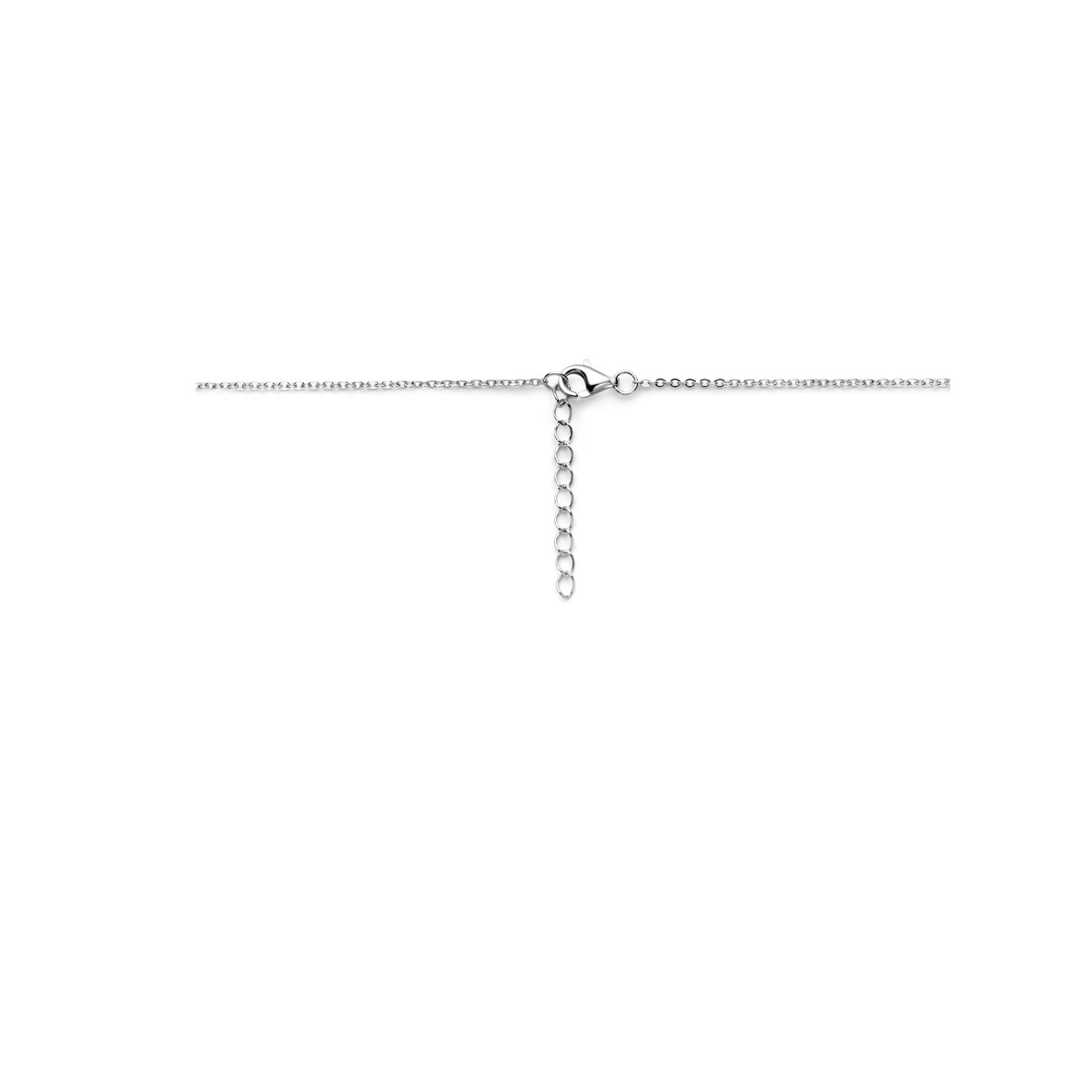 Zilveren ketting met zirkonia hartje en glanzend hartje 2 mm breed - Lengte 42-45 cm