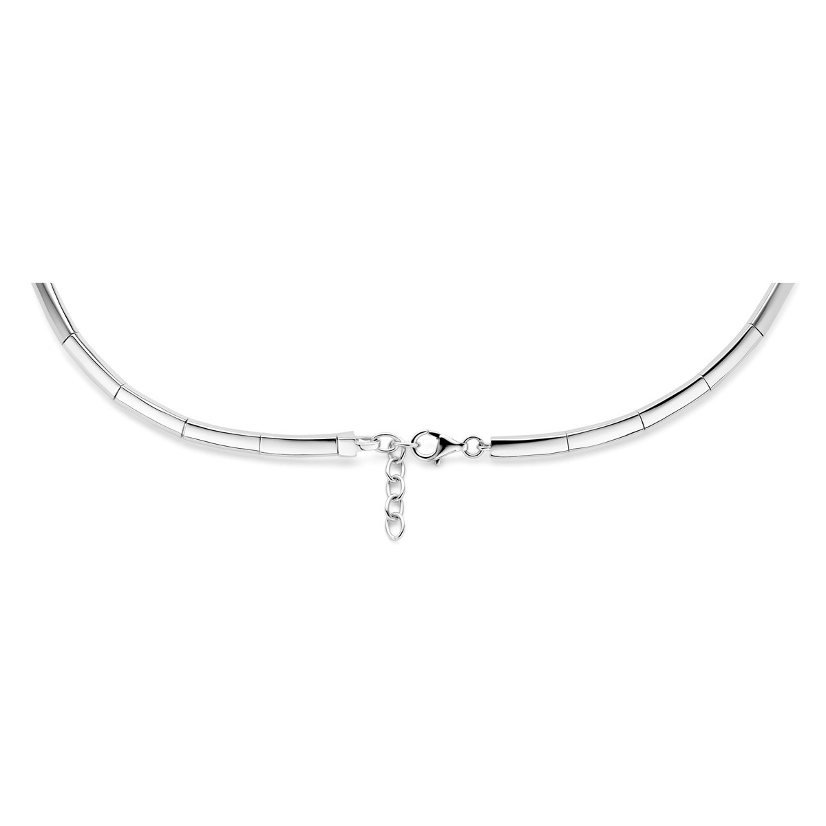 Zilveren ketting met zirkonia's en staafje sschakels 7 mm breed - Lengte 42-45 cm