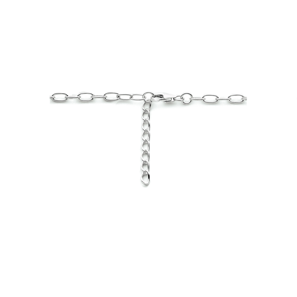 Zilveren ketting met zoetwaterparels en paperclip schakels 3 mm breed - Lengte 42-45 cm