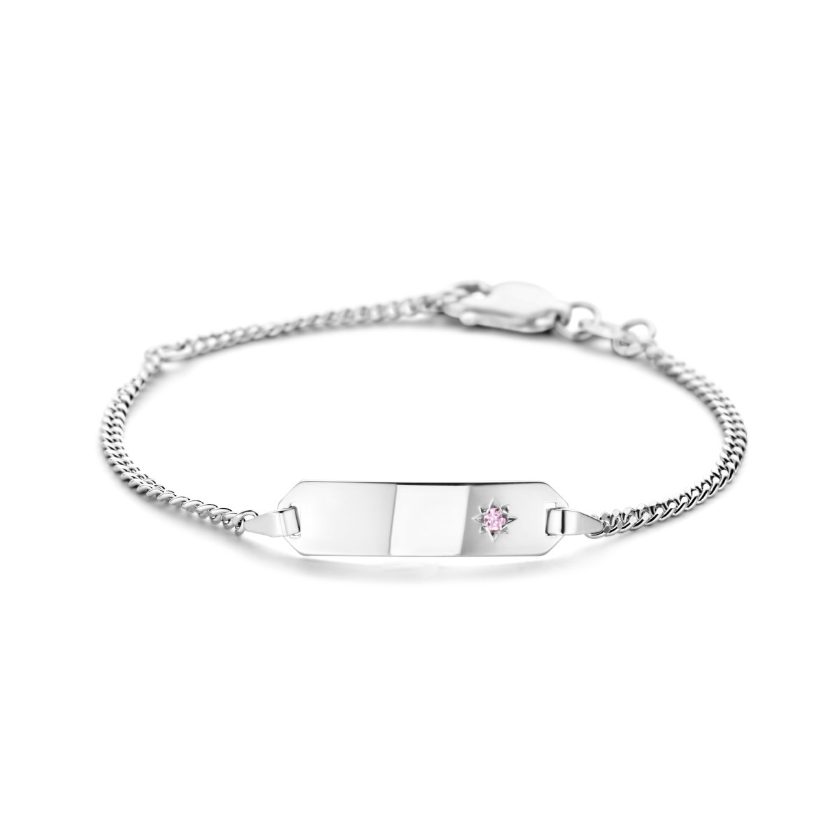 Zilveren kinder graveerarmband met zirkonia