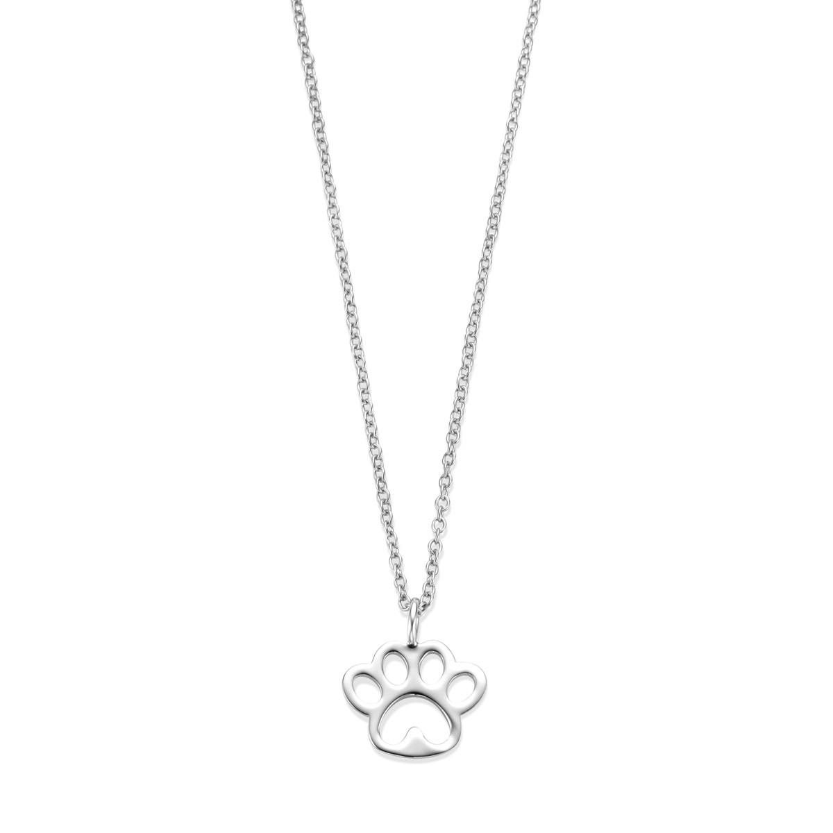 Zilveren kinder ketting met honden pootafdruk hanger 1.2 mm breed - Lengte 36-39 cm