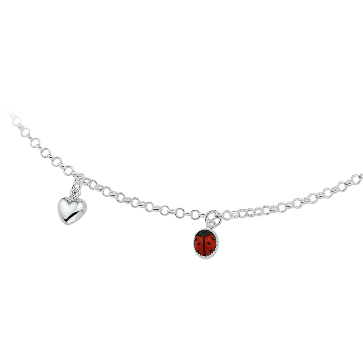 Zilveren kinderketting met drie bedeltjes - Lengte 38 cm