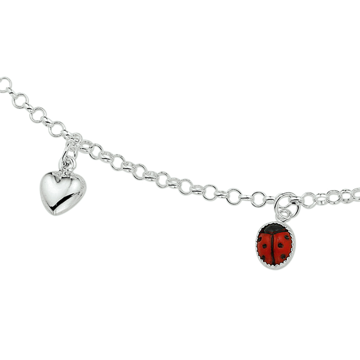 Zilveren kinderketting met drie bedeltjes - Lengte 38 cm