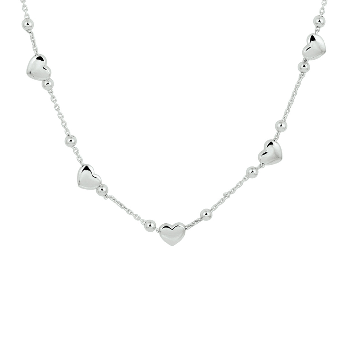 Zilveren kinderketting met hartjes en bolletjes - Lengte 36 + 3 cm